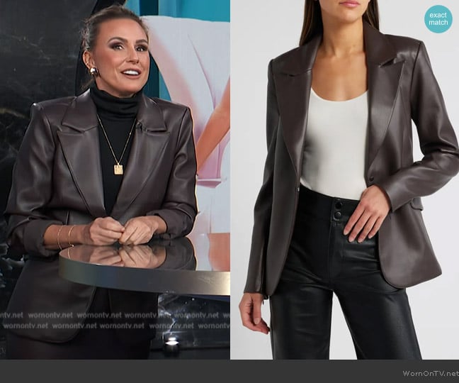 Good American Sculpted Faux Leather Blazer worn by Keltie Knight on E! News