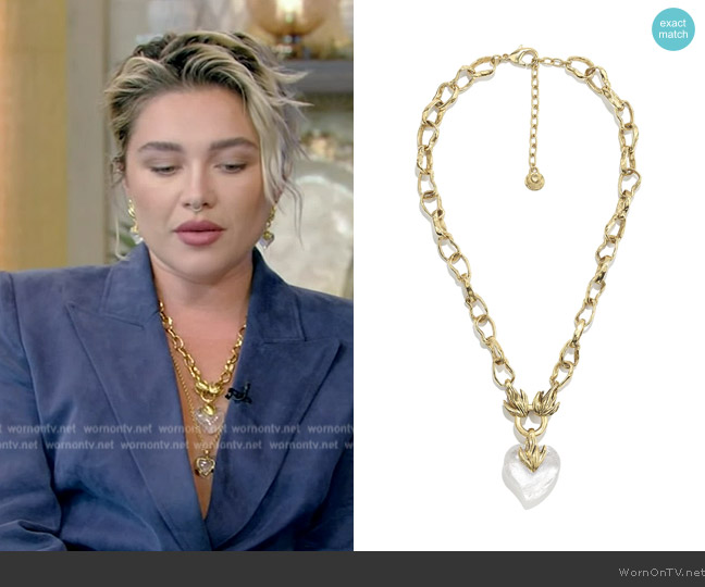 Goossens Paris Coeur Précieux Necklace worn by Florence Pugh on Live with Kelly and Mark