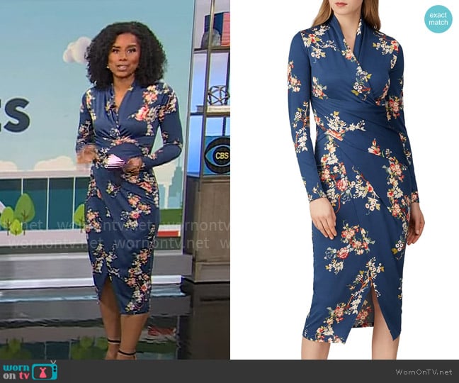 Great Jones Long Sleeve Floral Sheath worn by Adriana Diaz on CBS Mornings