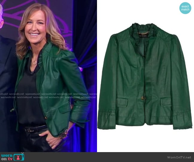 Gucci Cropped Leather Jacket worn by Lara Spencer on Good Morning America