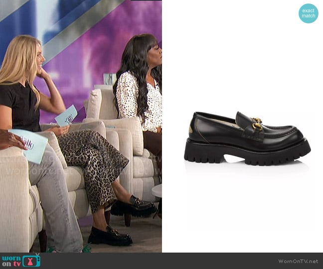 Gucci Leather Lug Sole Horsebit Loafers worn by Amanda Kloots on The Talk