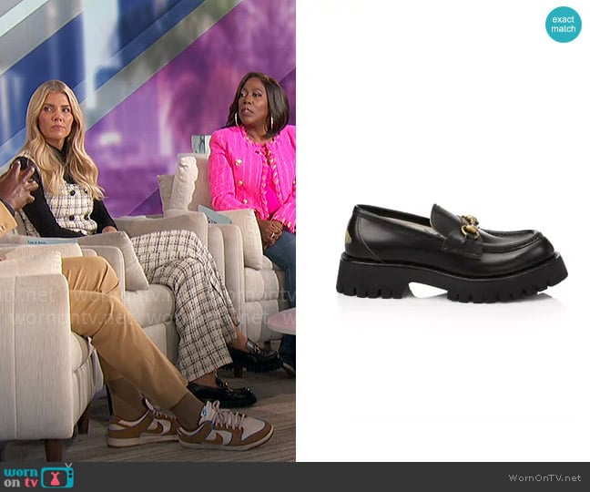 Gucci Leather Lug Sole Horsebit Loafers worn by Amanda Kloots on The Talk