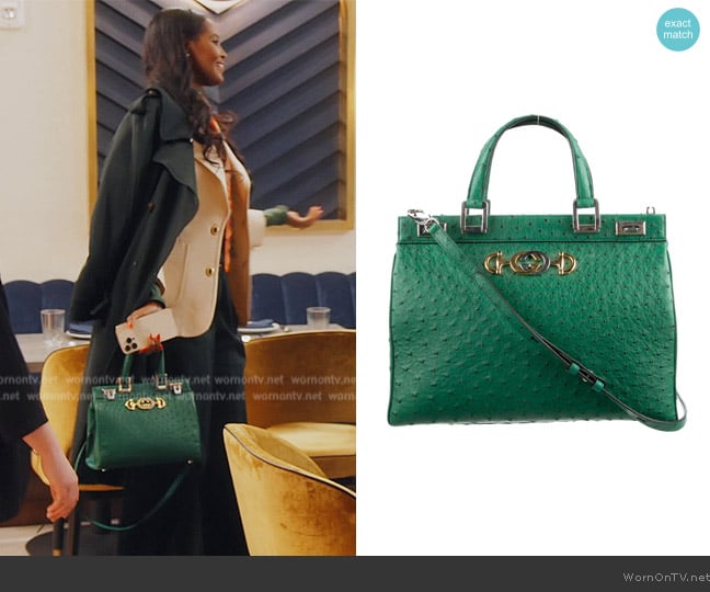 Gucci Ostrich Zumi Handle Bag worn by Ubah Hassan on The Real Housewives of New York City