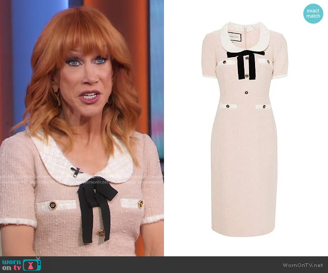 Gucci Ribbon-detail Tweed Midi Dress worn by Kathy Griffin on Good Morning America