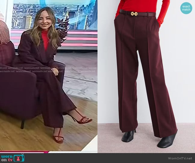 H&M Crease-front Pants in Burgundy worn by Lilliana Vazquez on Today