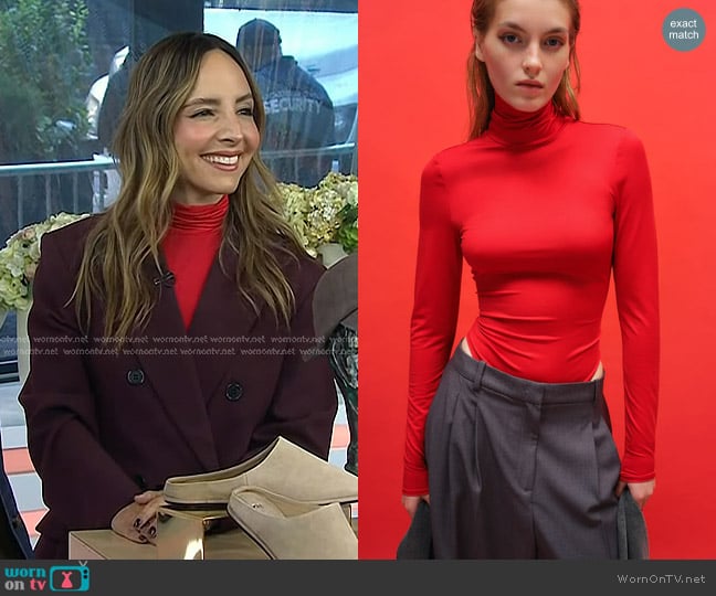 H&M Turtleneck Bodysuit in Red worn by Lilliana Vazquez on Today