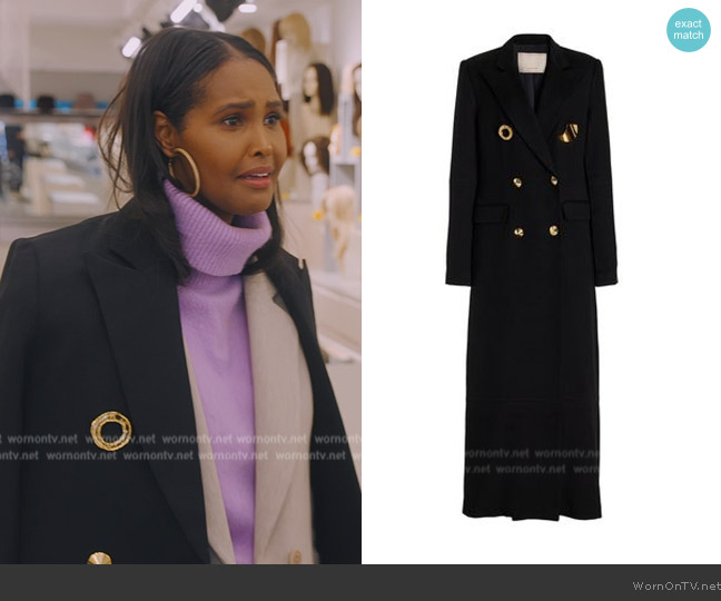 Harbison Michael Button-Detailed Wool-Blend Coat worn by Ubah Hassan on The Real Housewives of New York City