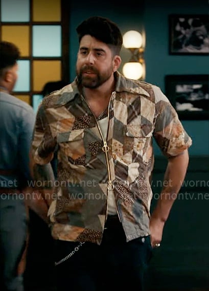 Harry’s patchwork print shirt on The Equalizer