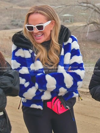 Heather's blue cloud print jacket on The Real Housewives of Salt Lake City