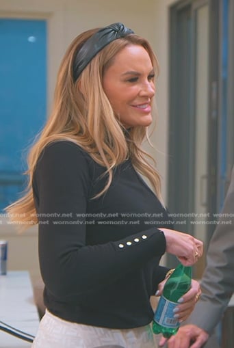 Heather’s black button cuff sweater on The Real Housewives of Salt Lake City