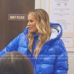 Heather’s blue mesh top and padded jacket on The Real Housewives of Salt Lake City