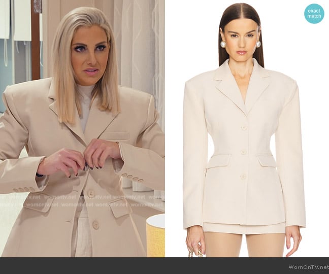 Helsa Recycled Twill S Curve Jacket worn by Gina Kirschenheiter on The Real Housewives of Orange County