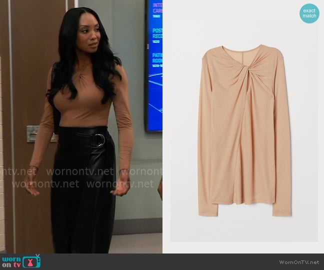 H&M Airy Lyocell Top worn by Jordan Ashford (Tanisha Mariko Harper) on General Hospital