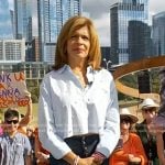 Hoda’s blue embellished shirt and flare jeans on Today