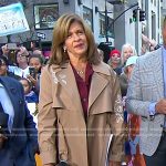 Hoda’s brown embroidered trench coat on Today