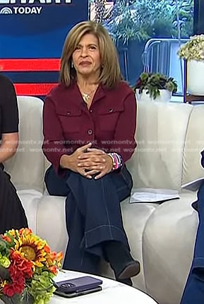 Hoda's burgundy cropped jacket and jeans on Today