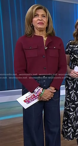 Hoda's burgundy cropped jacket and jeans on Today