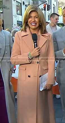 Hoda's camel double breasted coat on Today