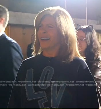 Hoda's navy Love sweatshirt on Today