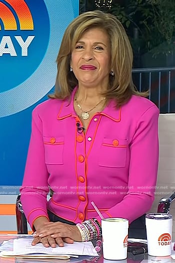 Hoda’s pink contrast trim jacket on Today