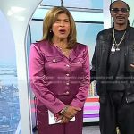 Hoda’s pink satin jacket and pants set on Today