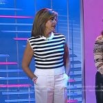 Hoda’s white striped knit top and wide-leg pants on Today