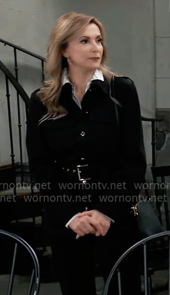 Holly's black belted utility jacket on General Hospital