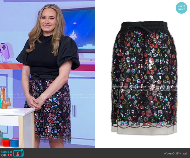 House of Perna Sally Beaded Skirt worn by Lexie Sachs on Good Morning America