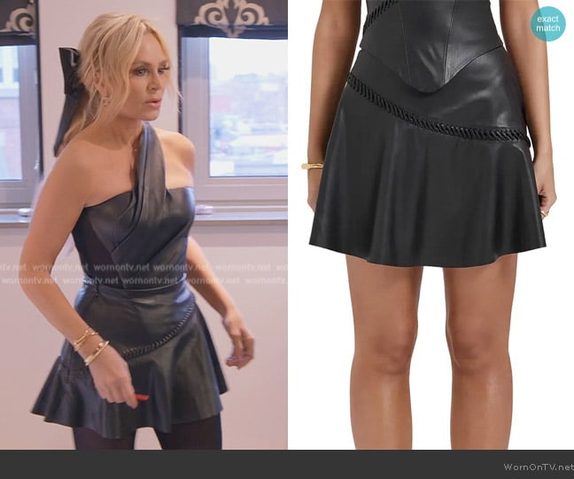 House of CB Nova Faux Leather Miniskirt worn by Tamra Judge on The Real Housewives of Orange County