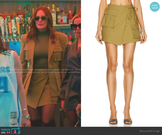 ILA Kelly Cargo Pocket Skirt in Khaki worn by Meredith Marks on The Real Housewives of Salt Lake City