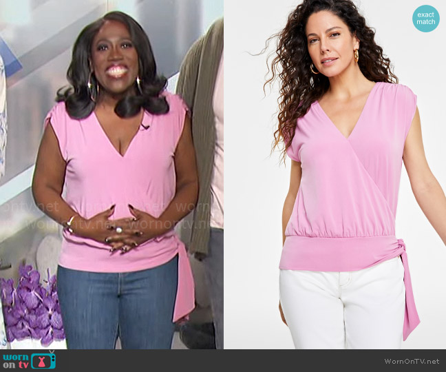 INC International Concepts Surplice Top worn by Sheryl Underwood on The Talk