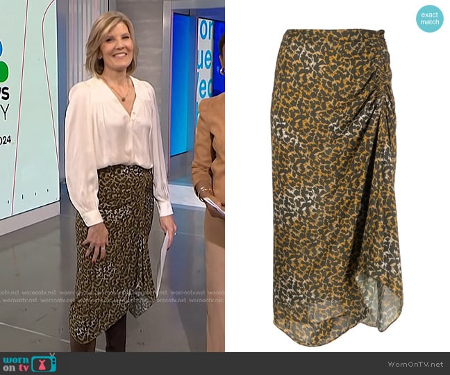 Isabel Marant Étoile Azaria Floral-print Draped Skirt worn by Kate Snow on NBC News Daily