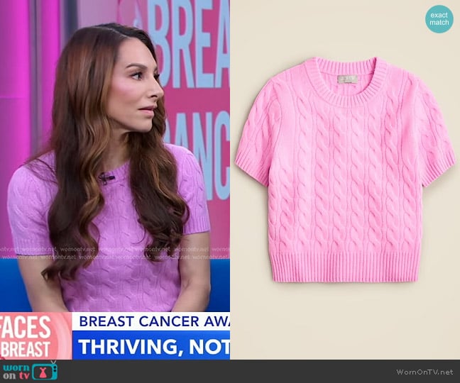 Dr. Elizabeth Comen’s pink cable knit sweater on GMA