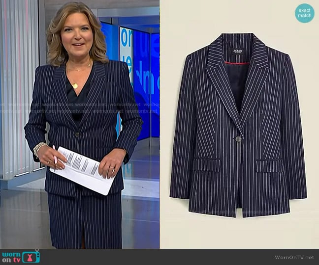 J. Crew Vivienne blazer in pinstripe Italian wool blend worn by Cristine Romans on NBC News Daily