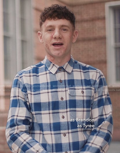 Jacob's blue plaid shirt on Abbott Elementary