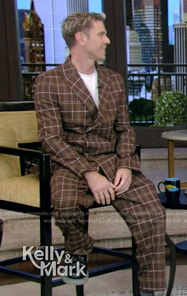 Jake Shields' brown check blazer and pants on Live with Kelly and Mark