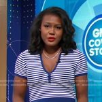 Janai’s blue striped top on Good Morning America