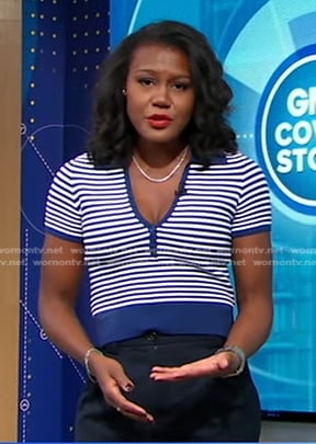 Janai’s blue striped top on Good Morning America