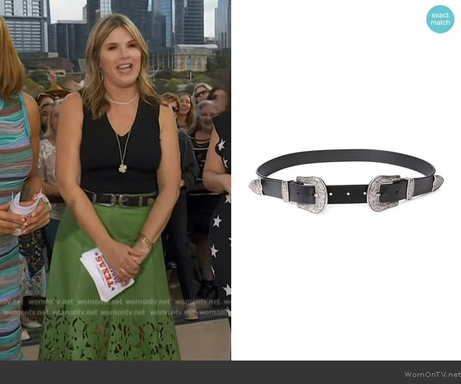 Jasgood Leather Belts Ladies Vintage Western Design Black Waist Belt worn by Jenna Bush Hager on Today