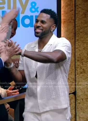 Jason Derulo's white lace shirt on Live with Kelly and Mark