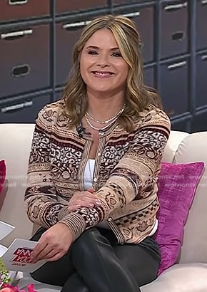 Jenna’s beige print cardigan on Today