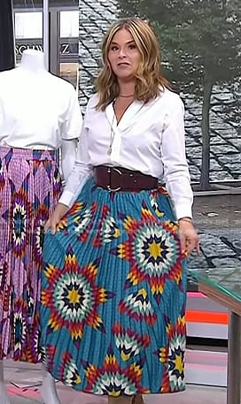 Jenna's blue printed pleated skirt on Today