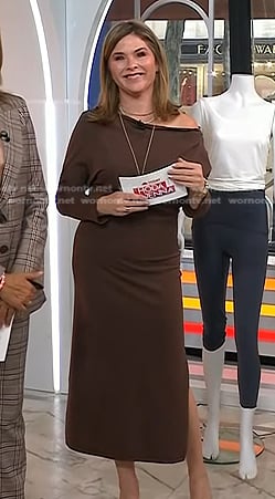 Jenna's brown one off-shoulder dress on Today