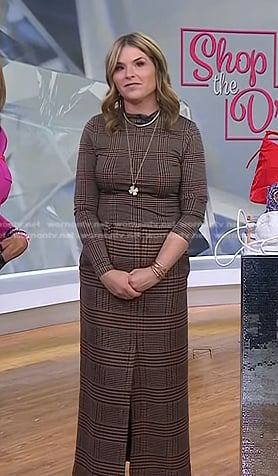 Jenna's brown plaid top and skirt on Today