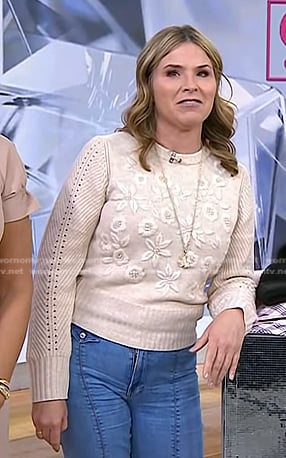 Jenna's cream floral knit sweater on Today