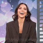 Jenna Johnson’s brown pinstripe blazer and top on Access Hollywood