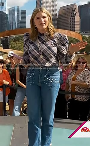 Jenna’s plaid blouse and embellished jeans on Today