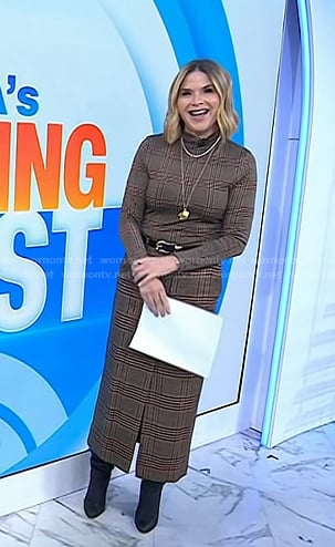 Jenna's brown plaid top and skirt on Today