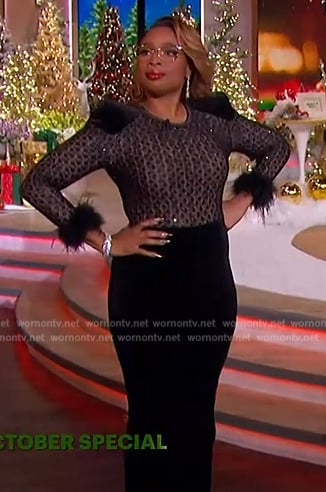 Jennifer’s black lace jumpsuit on The Jennifer Hudson Show