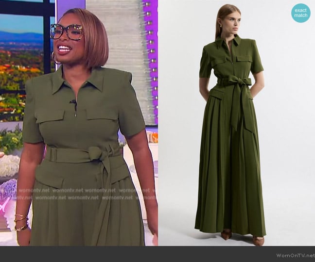 Karen Millen Lydia Millen Structured Crepe Pocket Jumpsuit worn by Jennifer Hudson on The Jennifer Hudson Show